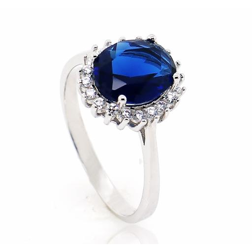 Sterling Silver Oval Blue Ring