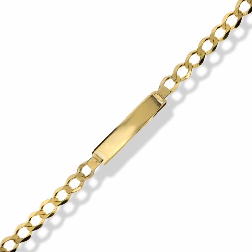9ct Gold 7.5" Ladies Identity Curb Cut 5.5mm Curb Link Bracelet