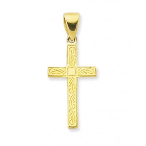 9ct Yellow Gold 24X13mm Embossed Square Cross Pendant