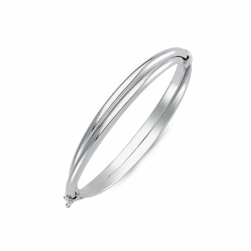 Sterling Silver Ladies Crossover Polished Hinged Bangle