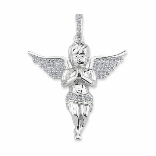 Sterling Silver CZ Winged Angel Cherub Pendant