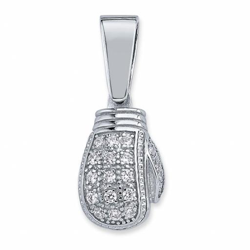 STERLING SILVER CUBIC ZIRCONIA 25X15MM SINGLE BOXING GLOVE PENDANT