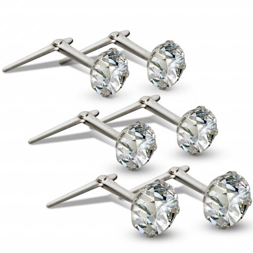 Sterling Silver Andralok 3/3.5/5mm Round White Cubic Zirconia Stud Earrings (pair)
