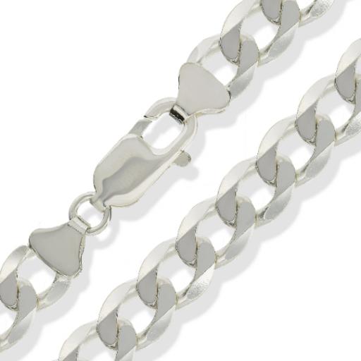 925 Sterling Silver 18" 20" 22" 24" 30" Diamond Cut 8.2mm Flat Curb Chain Necklace