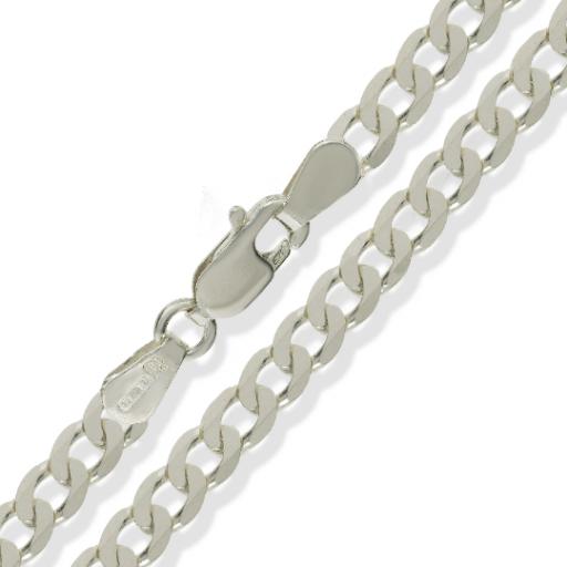 925 Sterling Silver 16" 18" 20" 22" 24" Diamond Cut 5.0mm Flat Curb Chain Necklace