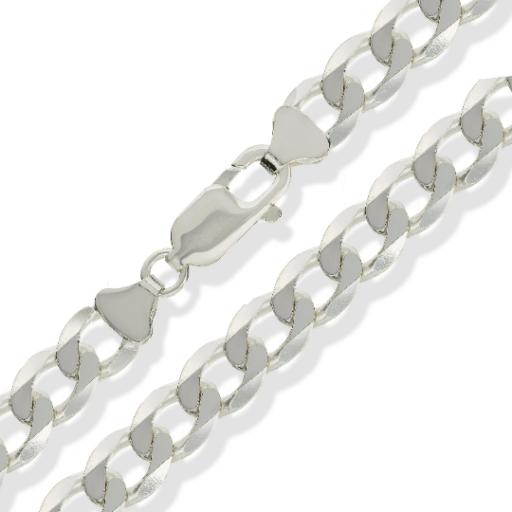 925 Sterling Silver 18" 20" 22" 24" 30" Diamond Cut 6.5mm Flat Curb Chain Necklace