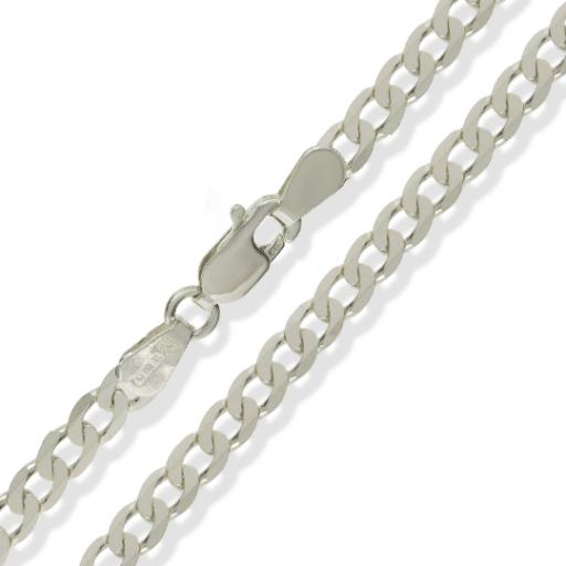 925 Sterling Silver 16" 18" 20" 22" 24" 30" Diamond Cut 4.0mm Flat Curb Chain Necklace Gift Box