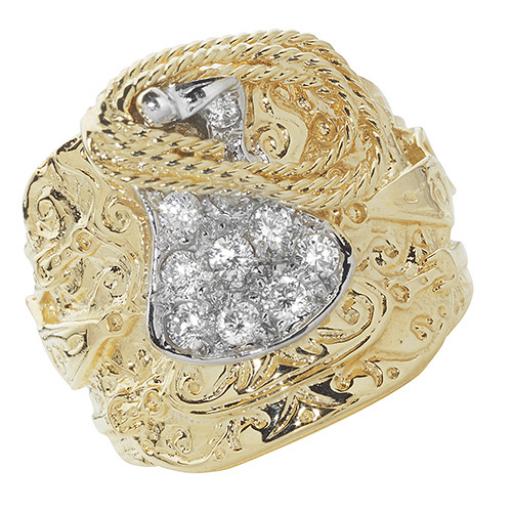 9ct Gold Solid Cubic Zirconia Saddle Ring