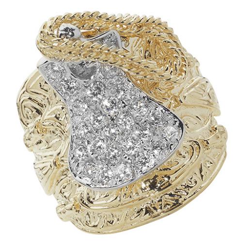 9ct Gold Solid Cubic Zirconia Saddle Ring