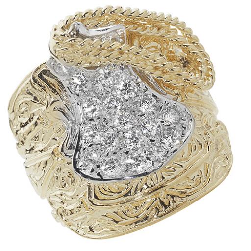 9ct Gold Heavy Solid Cubic Zirconia Saddle Ring