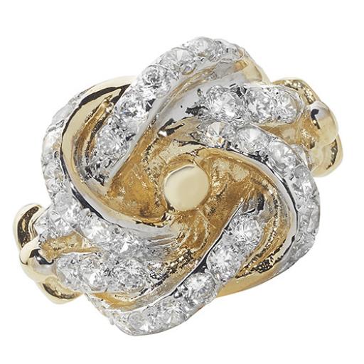 9ct Gold Solid Cubic Zirconia Double Knot Ring Gift Box