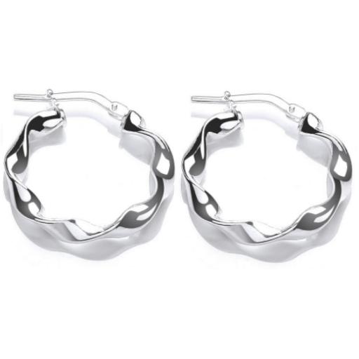 Sterling Silver Hoop Earrings 2mm Round Candy Twist Multi-listing