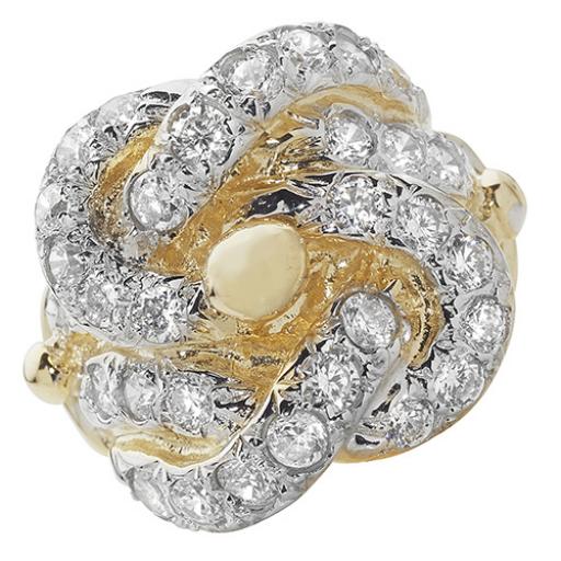 9ct Gold Solid Cubic Zirconia Double Knot Ring