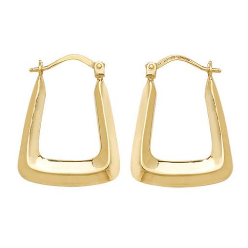 9ct Gold Hoop Earrings 22mm Square Handbag Polished Creoles Tubes Sleepers Loops Gift Box