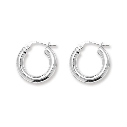 STERLING SILVER 15X3MM ROUND POLISHED TUBE HOOP EARRINGS GIFT BOX