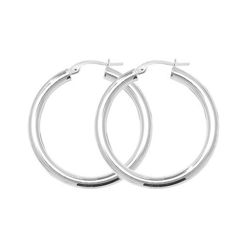 STERLING SILVER 32X3MM ROUND POLISHED TUBE HOOP EARRINGS GIFT BOX