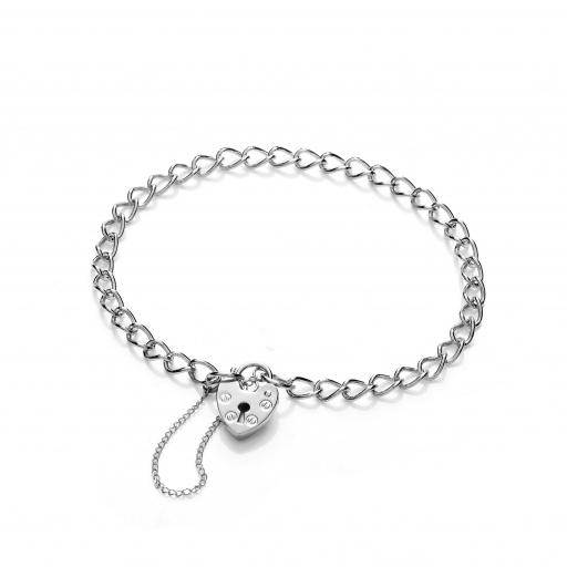 925 Sterling Silver 6.4" Childs Flat 4.0mm Round Curb Charm Bracelet