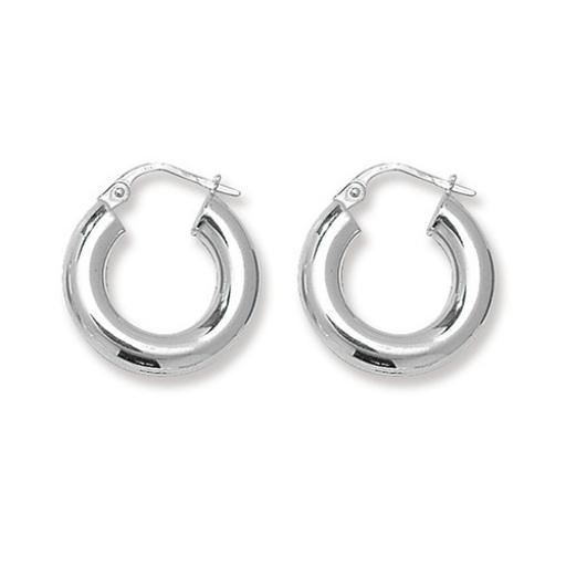 STERLING SILVER 4MM ROUND PLAIN POLISHED TUBE HOOP EARRINGS GIFT BOX