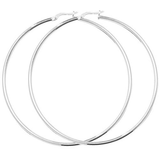 STERLING SILVER 63X2MM ROUND POLISHED TUBE HOOP EARRINGS GIFT BOX