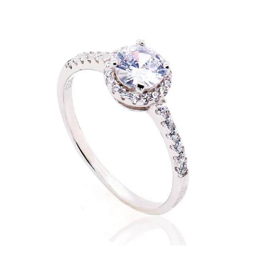 Sterling Silver 8mm CZ White Halo Ring