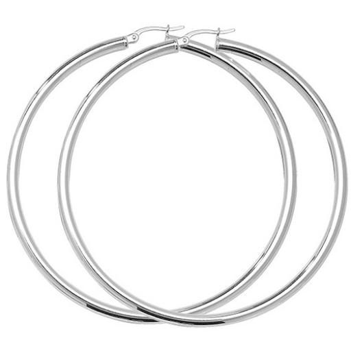 STERLING SILVER 65X2.5MM ROUND POLISHED TUBE HOOP EARRINGS GIFT BOX