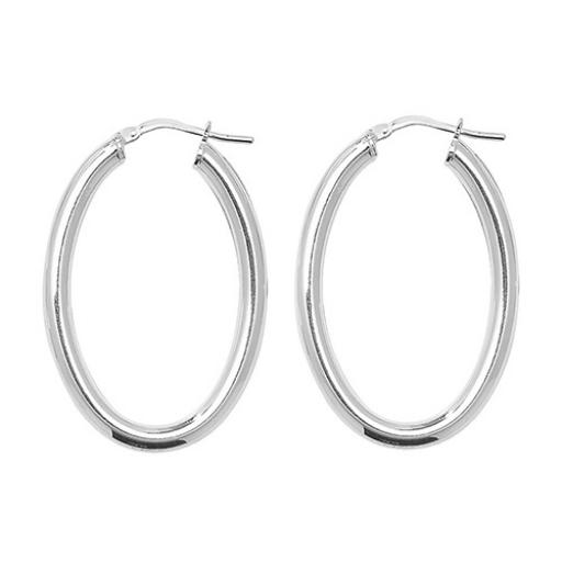 Sterling Silver Hoop Earrings Polished Oval Tube Creoles Candy Sleepers