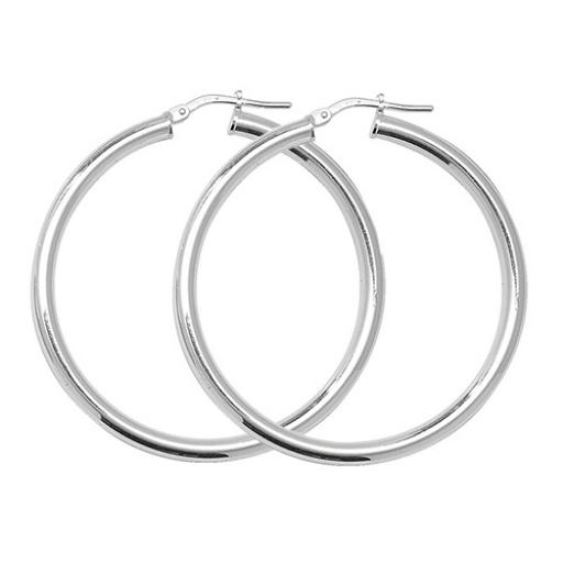 STERLING SILVER 45X2.5MM ROUND POLISHED TUBE HOOP EARRINGS GIFT BOX