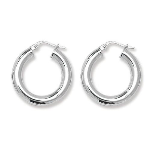 STERLING SILVER 24X4MM ROUND POLISHED TUBE HOOP EARRINGS GIFT BOX