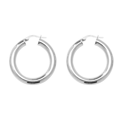 STERLING SILVER 28X4MM ROUND POLISHED TUBE HOOP EARRINGS GIFT BOX