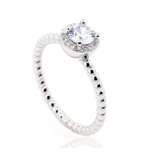 Sterling Silver CZ Twisted Halo Ring