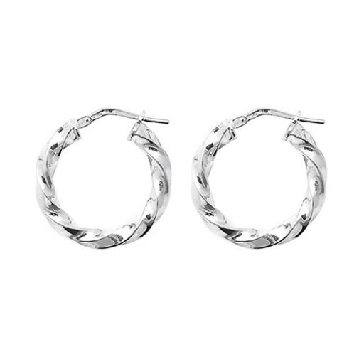 Sterling Silver Hoop Earrings 3mm Twist