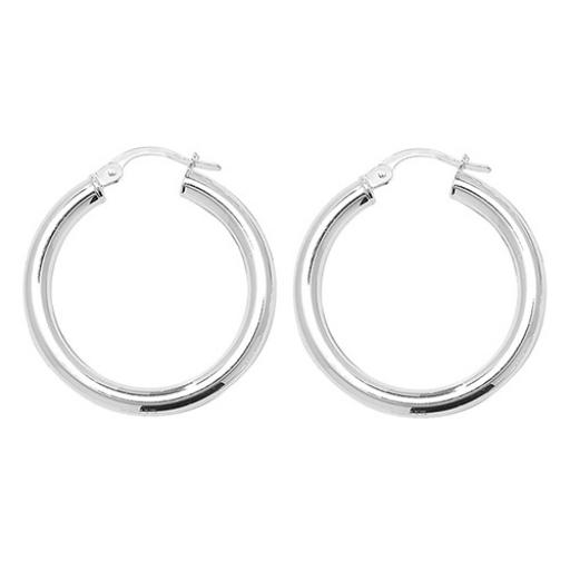 STERLING SILVER 25X3MM ROUND POLISHED TUBE HOOP EARRINGS GIFT BOX