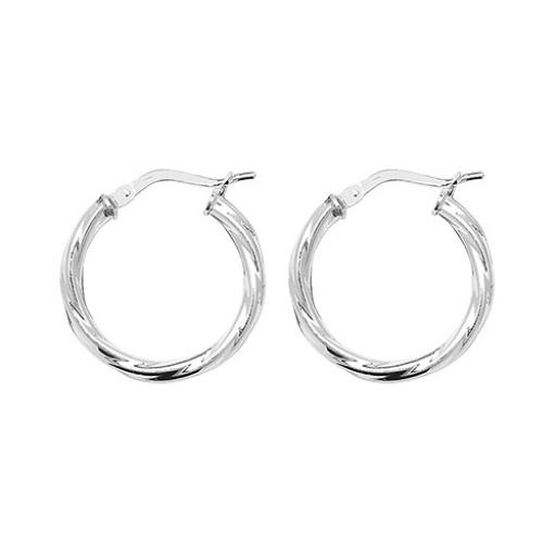 STERLING SILVER 20X2MM ROUND TWISTED TUBE HOOP EARRINGS GIFT BOX