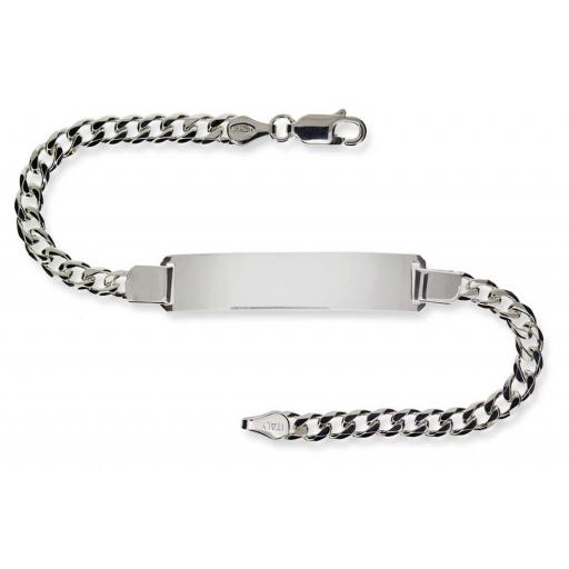 925 Sterling Silver 7.5" Ladies Identity Diamond Cut Curb Link Bracelet Gift Box