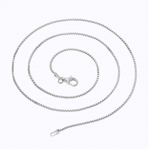Sterling Silver 1.0mm Box Chain Flat D/Cut Venetian Box Link Necklace Ladies Gents Bracelets Gift Box
