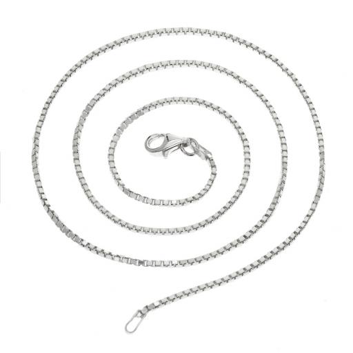Sterling Silver 1.25mm Box Chain Flat D/Cut Venetian Box Link Necklace Ladies Gents Bracelets Gift Box