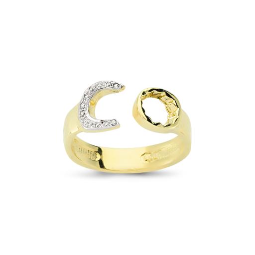 9CT GOLD GENTS CUBIC ZIRCONIA SPANNER TORQUE CZ SIGNET RING GIFT BOX