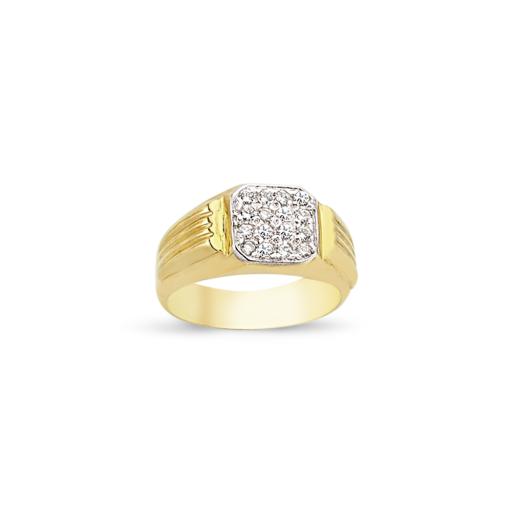 9CT GOLD GENTS CUBIC ZIRCONIA 4X4 PAVE CZ SIGNET RING GIFT BOX