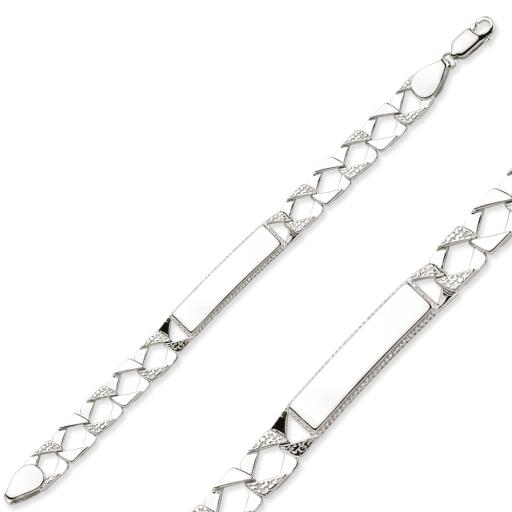 Sterling Silver 6" Curb Identity Chaps Bracelet