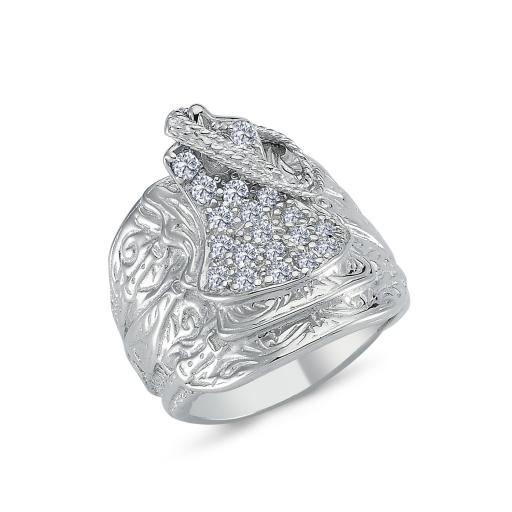 STERLING SILVER SOLID CUBIC ZIRCONIA HORSE SADDLE RING GIFT BOX