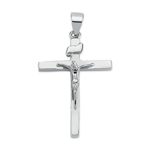 STERLING SILVER SQUARE CRUCIFIX POLISHED CROSS PENDANT GIFT BOX
