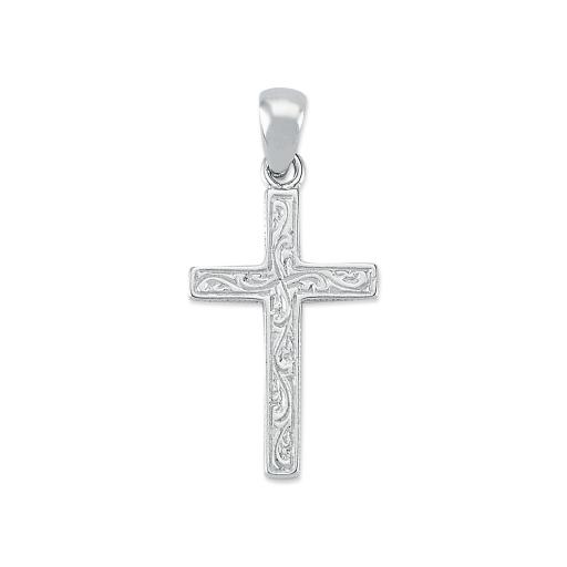 925 STERLING SILVER SQUARE EMBOSSED CROSS PENDANT GIFT BOX