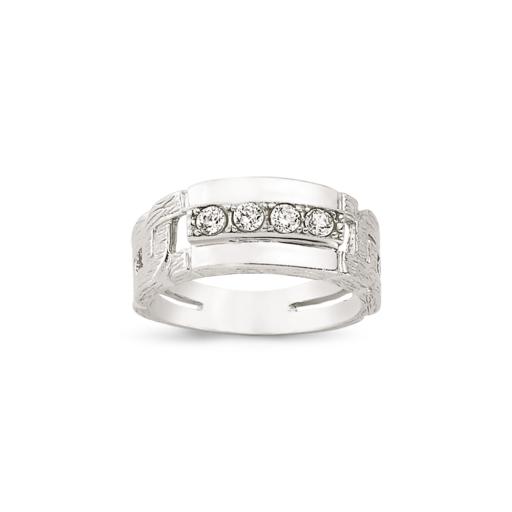 STERLING SILVER GENTS CUBIC ZIRCONIA CZ SIGNET BUCKLE RING BAND GIFT BOX