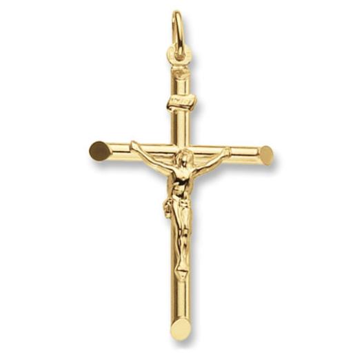 9ct Gold 51x19mm Crucifix With Bevelled Edge Gift Box