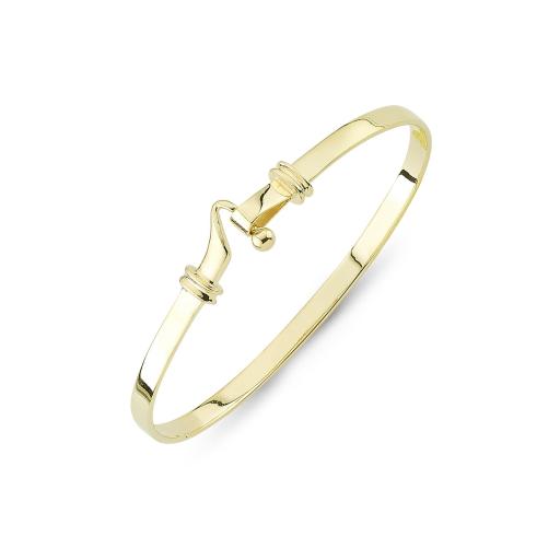9CT GOLD YELLOW GENTS SOLID HOOK AND EYE BANGLE GIFT BOX