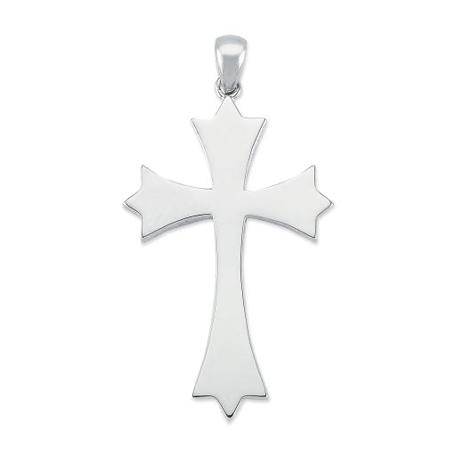 925 STERLING SILVER 58X28MM FLARED POLISHED CROSS PENDANT GIFT BOX