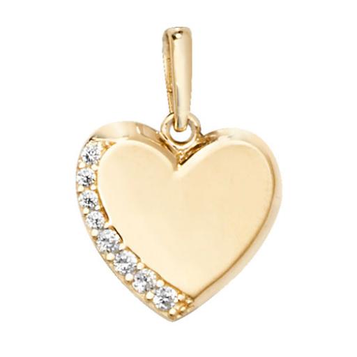9ct Gold CZ Side Heart Charm