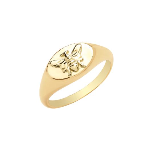 9ct Gold Solid Gold Bee Signet Ring