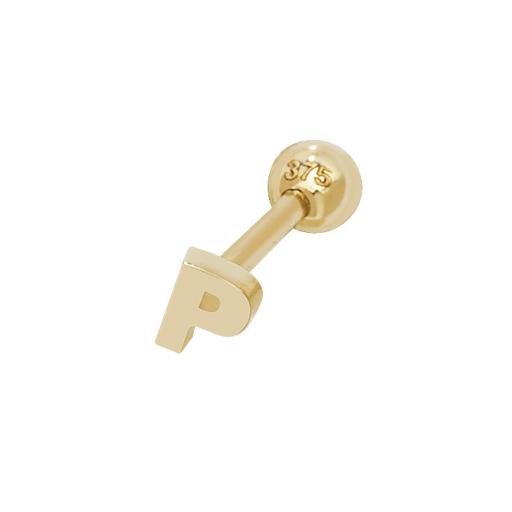 9ct Gold Single Initial P Cartilage Helix Stud