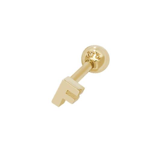 9ct Gold Single Initial F Cartilage Helix Stud